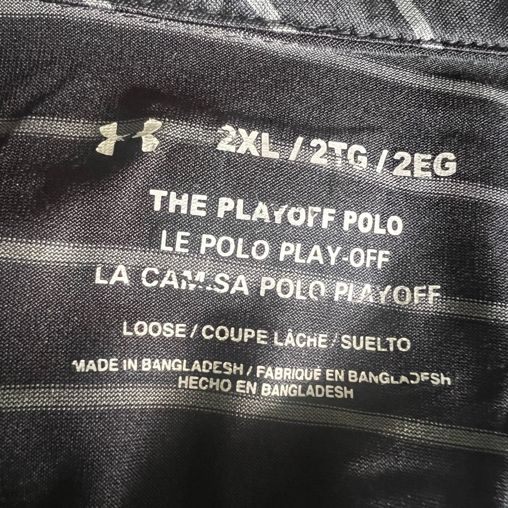 Under Armour Black and Gray Polo Shirt Classic Striped Design - Picture 2 of 5